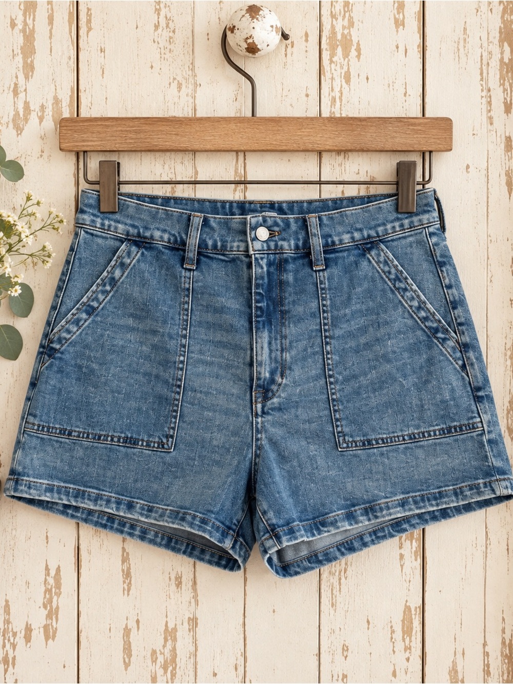 J. Crew Women's Stretch Waist 33" High-Rise Denim Blue Jean Cotton Casual Shorts